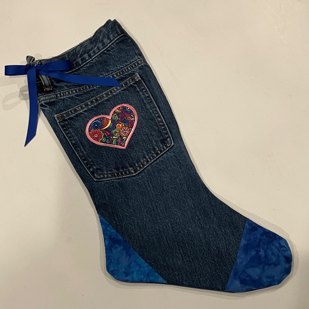 Blue Denim Jeans with Heart Patch - Picture 2 of 4